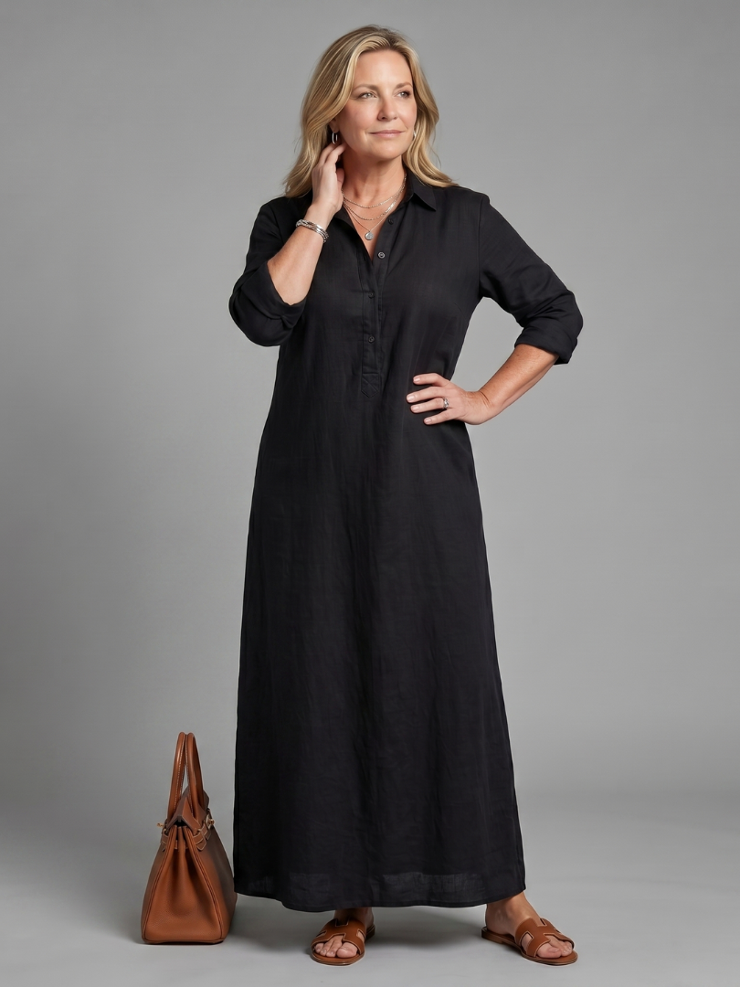 Women's Long Sleeve Relaxed Maxi Dress - Effortless Everyday Elegance