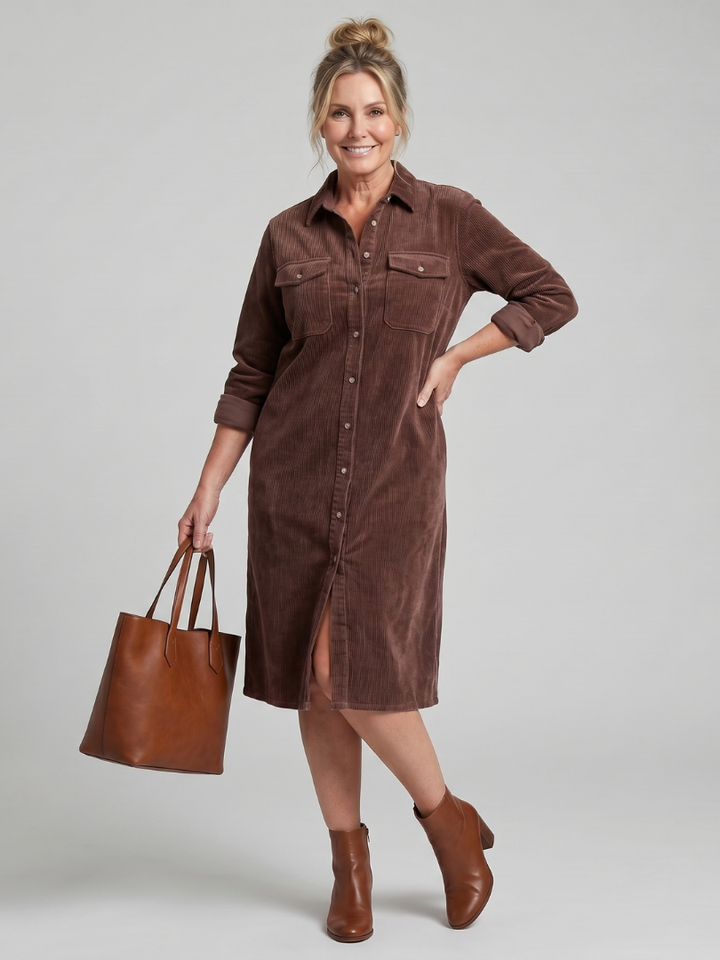 Women's Pema Midi Dress - Long Sleeve with Patch Pockets