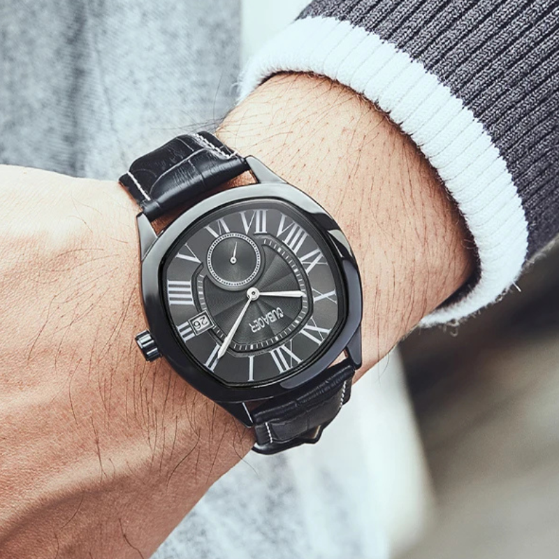 Men's Roman Numeral Watch – Leather Strap Dress Watch