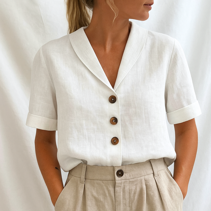 Women's Modern Minimalist Button Blouse - Effortless Office to