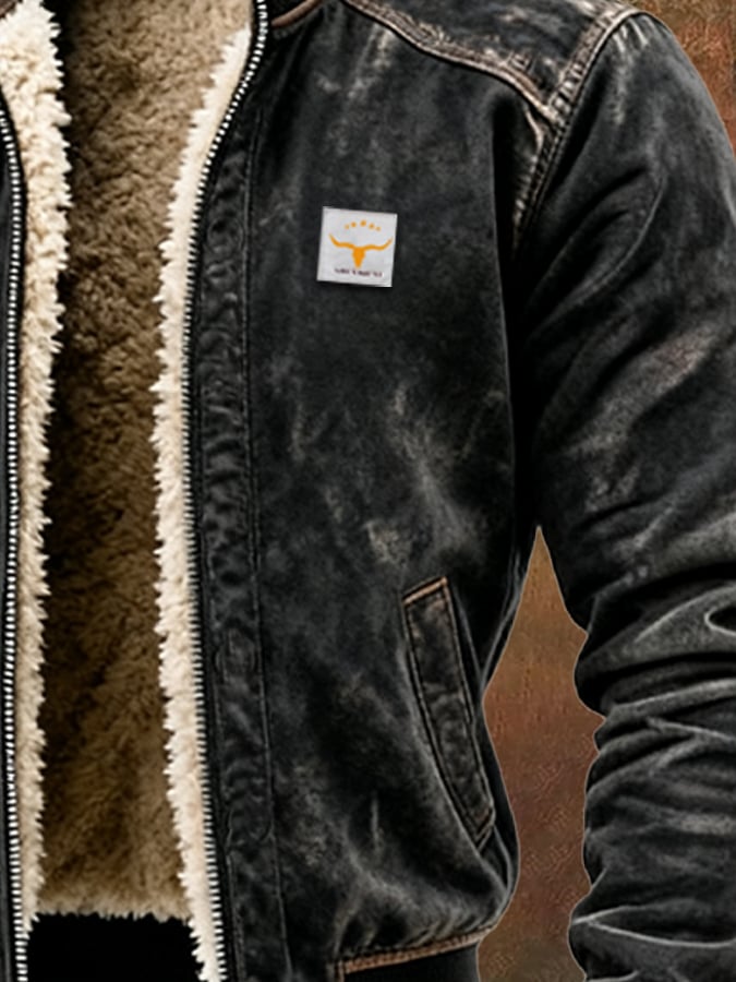 Men's Sherpa-Lined Bomber Jacket – Warm Leather-Effect Winter Coat