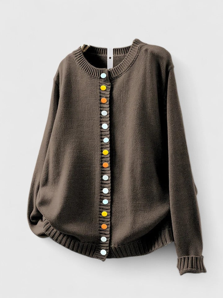 Women's Knit Whimsical Button Cardigan - Playful Everyday Layer