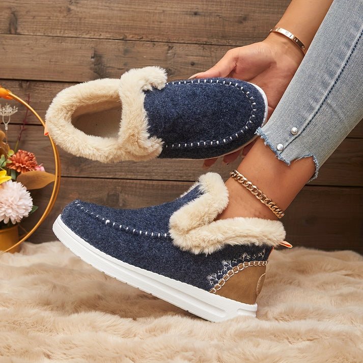 Women's Leather Plush-Lined Boots - Cozy Comfort All Day