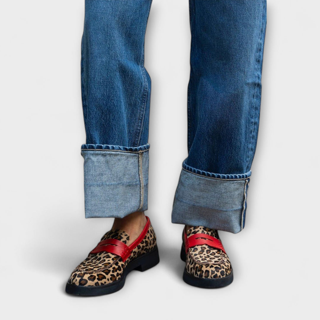 Women's Faux Suede Leopard Print Loafers - Everyday Comfort
