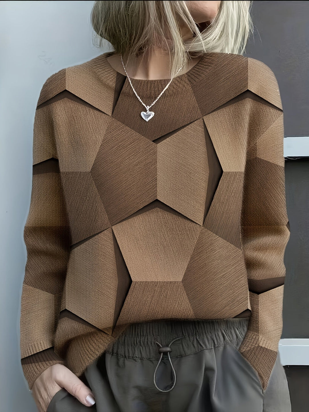 Women's Geometric Colorblock Knit Sweater - Artistic Everyday Comfort