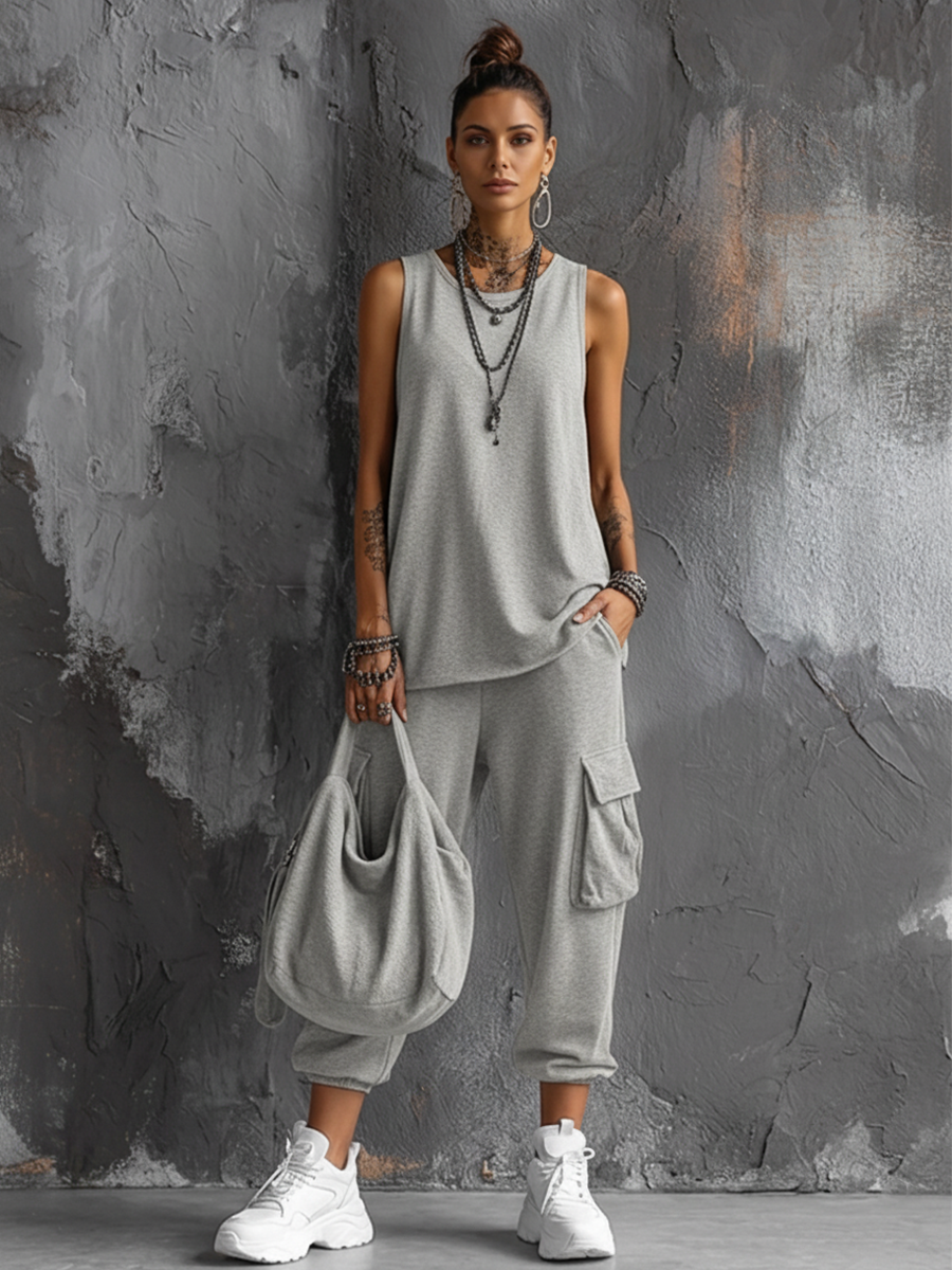 Women's Cotton-Blend Casual Two-Piece Set - Everyday Comfort