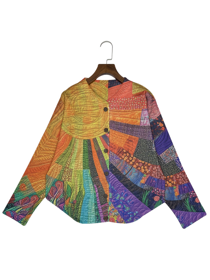 Women's Patchwork Button Cardigan - Artistic Everyday Layer