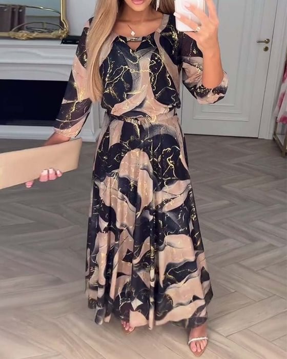 Women's Printed Chiffon Dress - Effortless Everyday Elegance
