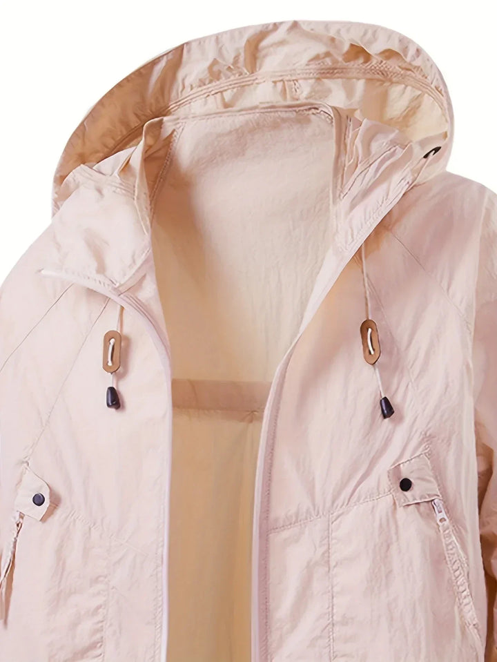 Women's Waterproof Windbreaker Jacket with Adjustable Hood
