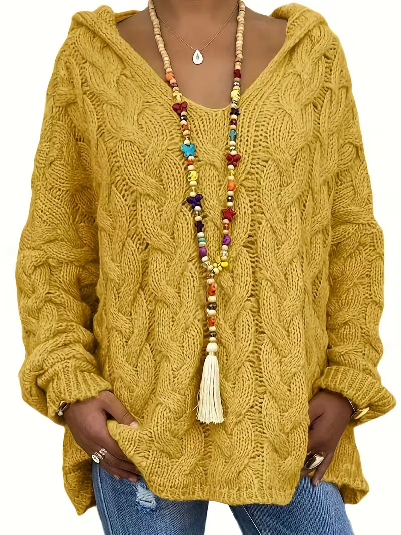 Women's Isla Chunky Knit Hooded Sweater - Cozy Cable-Knit