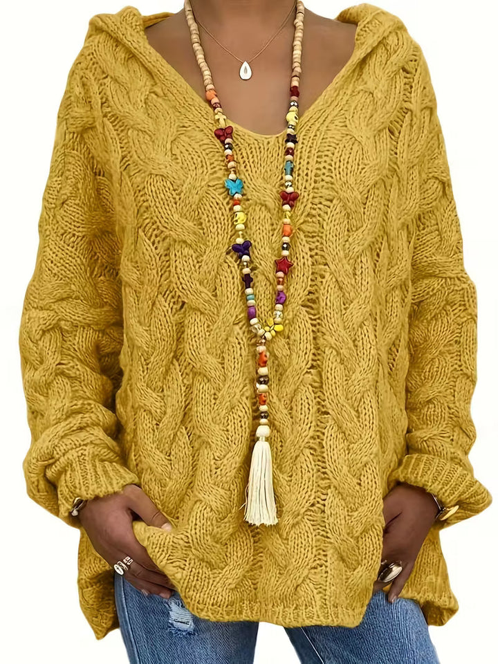 Women's Isla Chunky Knit Hooded Sweater - Cozy Cable-Knit