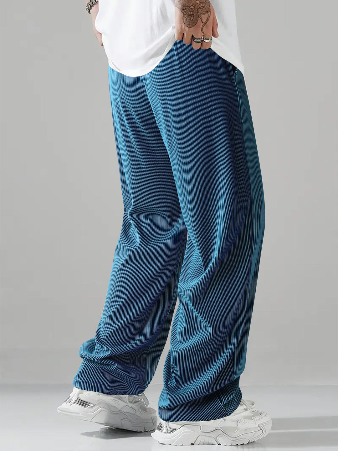 Men's Lightweight Striped Trousers – Straight-Leg Drawstring