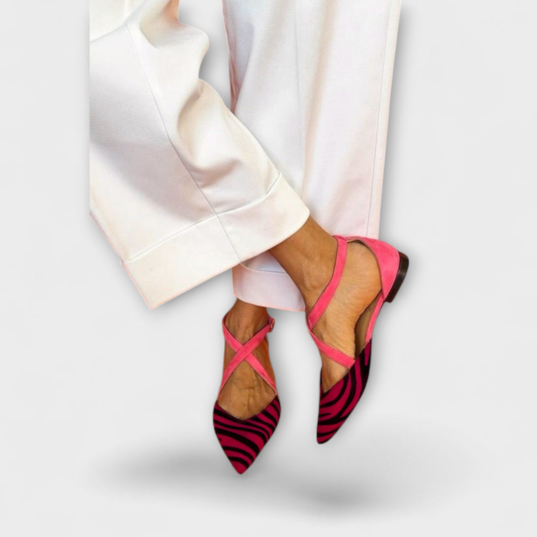 Women's Zebra Print Flats with Crisscross Straps - Everyday Bold
