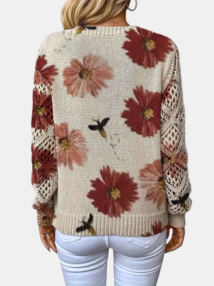Women's Blooming Chic Knit Sweater - Effortless Everyday Elegance
