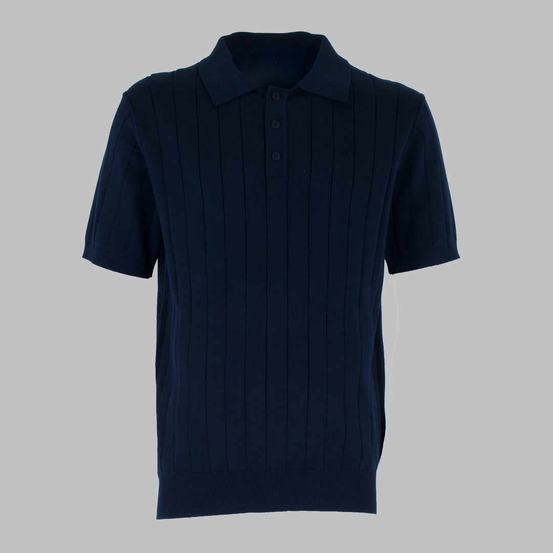 Men's Cotton Crepe Knit Polo Shirt – Revere Collar Summer Knit
