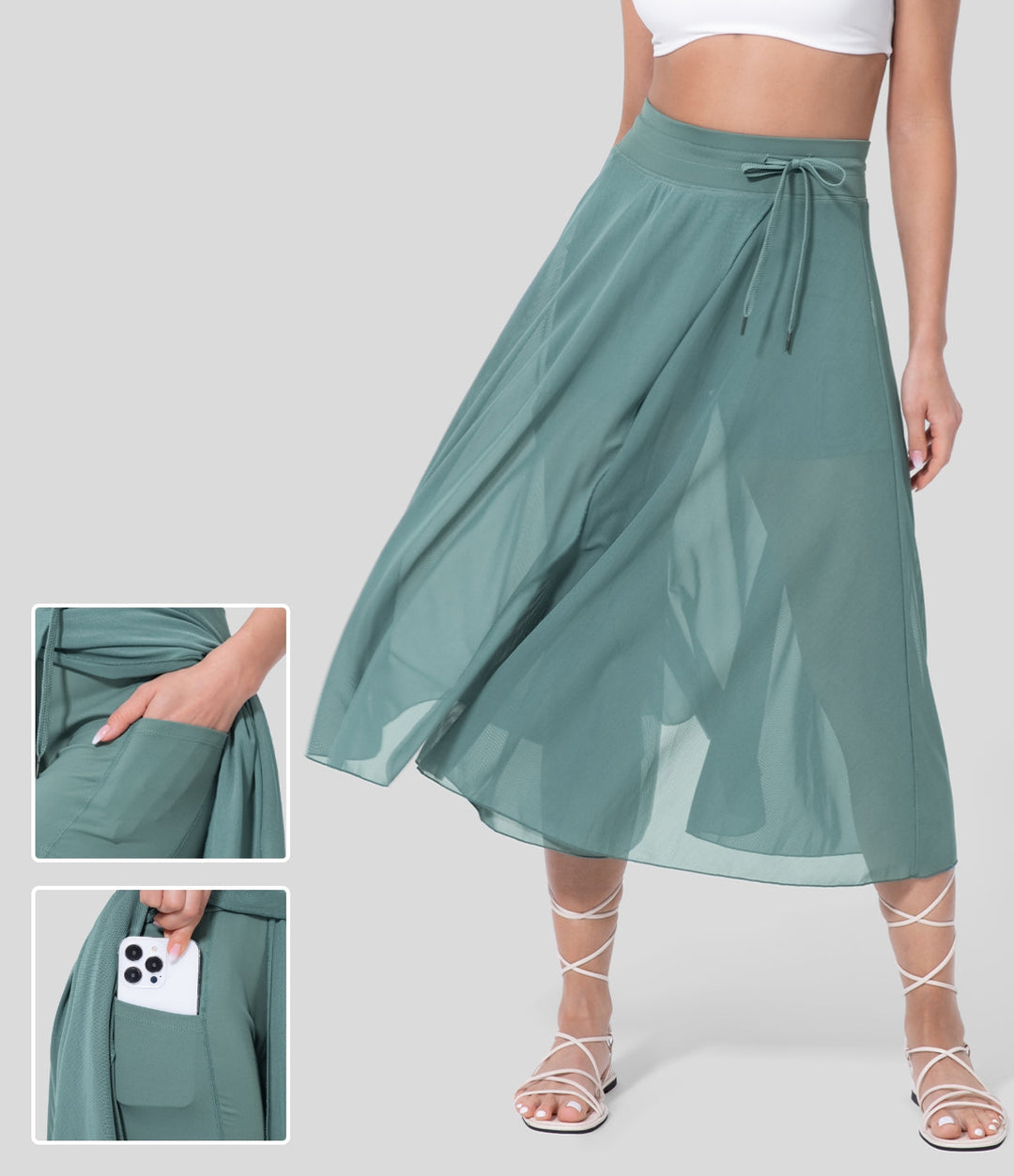 Women's 2-in-1 Midi Skirt - Versatile, Elegant & Timeless