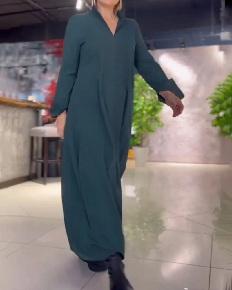 Women's Long Flowy Dress with Side Slits - Elegant for Special