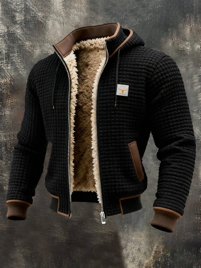 Men's Sherpa-Lined Bomber Jacket – Fleece Warmth, Leather Trim