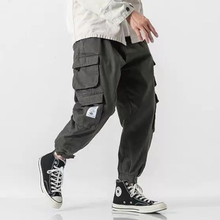 Men's Heavyweight Cotton Cargo Joggers – Tapered Utility Trousers