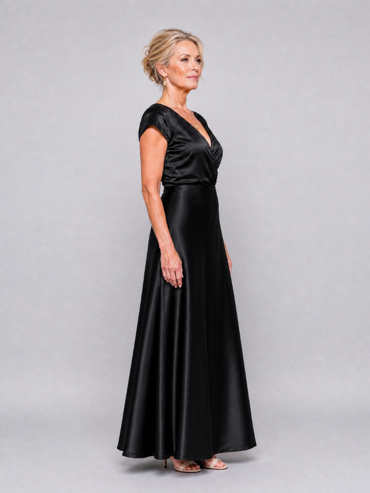 Women's Cap Sleeve Wrap Bodice Maxi Dress - Evening Special