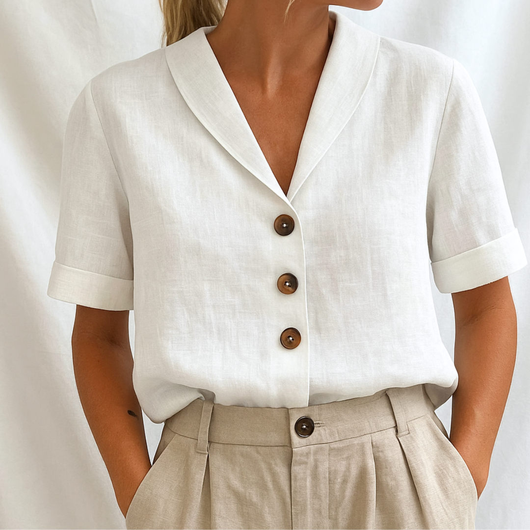 Women's Modern Minimalist Button Blouse - Effortless Office to