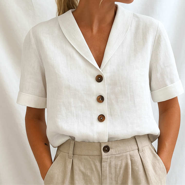 Women's Modern Minimalist Button Blouse - Effortless Office to