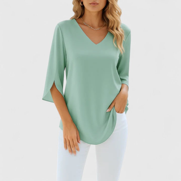 Women's Elegant Blouse with Split Sleeves - Versatile Wardrobe Staple