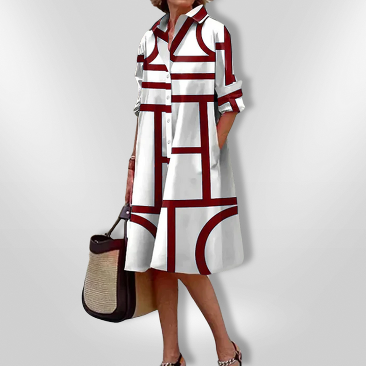 Women's Graphic Print Pocketed Midi Dress - Everyday Style