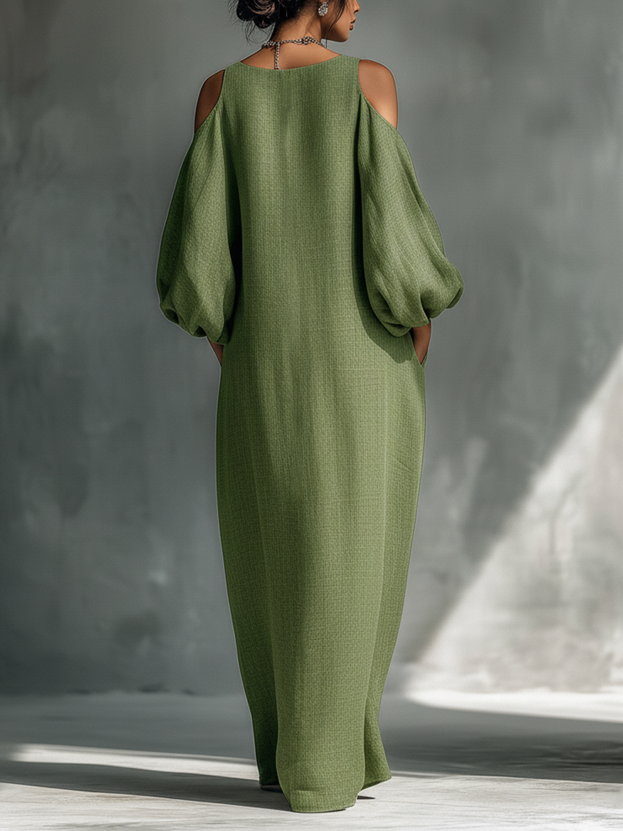 Women's Off-the-Shoulder Maxi Dress - Effortless Summer Elegance