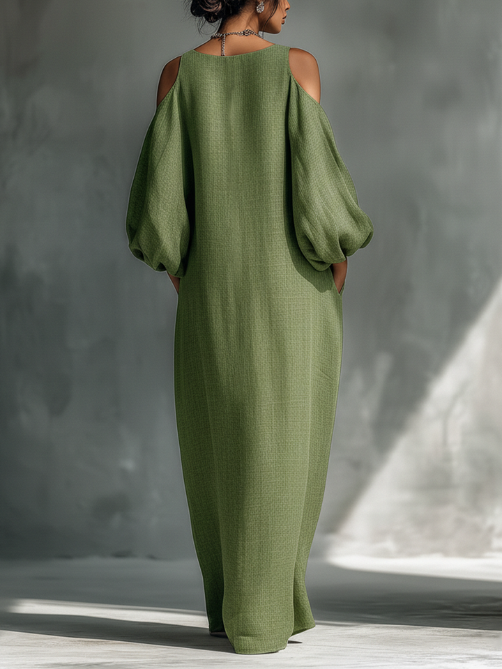 Women's Off-the-Shoulder Maxi Dress - Effortless Summer Elegance