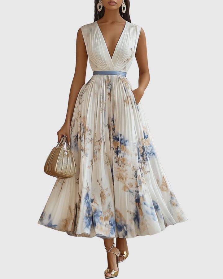 Women's Elegant Pleated Maxi Dress - Graceful & Feminine