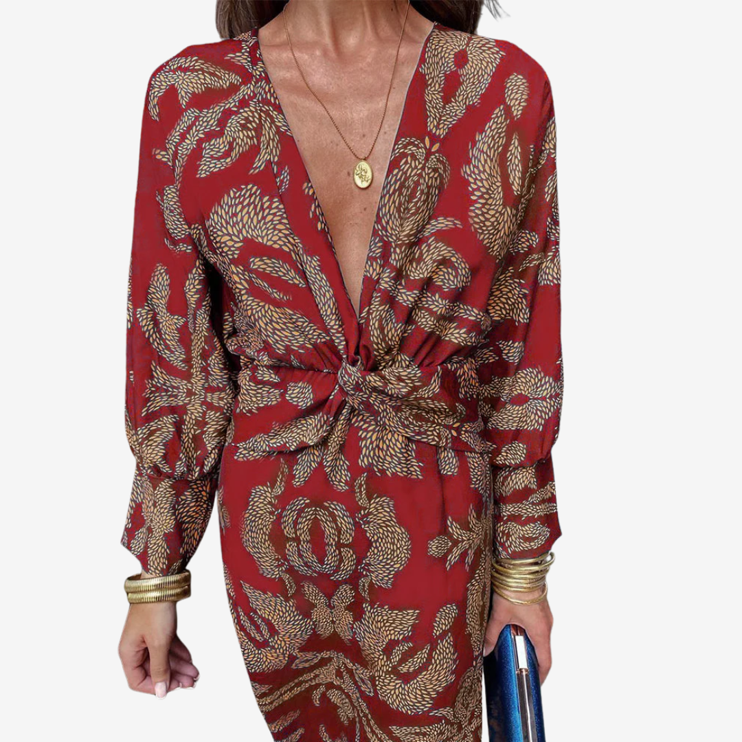 Women's Paisley Midi Wrap Dress - Effortless Everyday Elegance