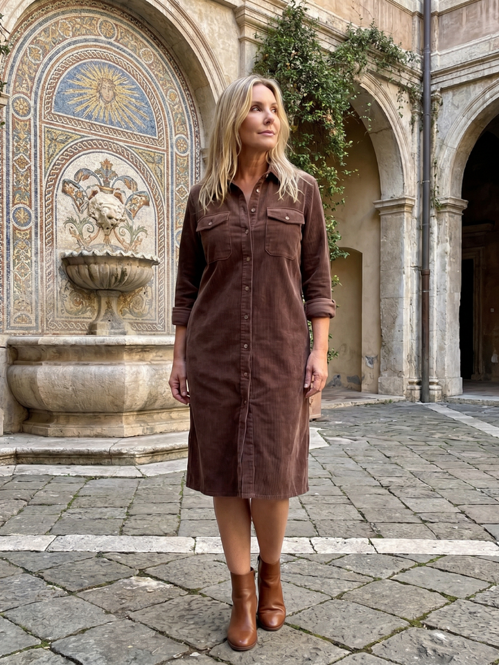 Women's Pema Midi Dress - Long Sleeve with Patch Pockets