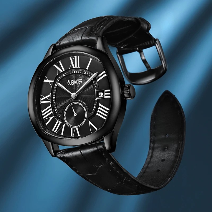 Men's Roman Numeral Watch – Leather Strap Dress Watch