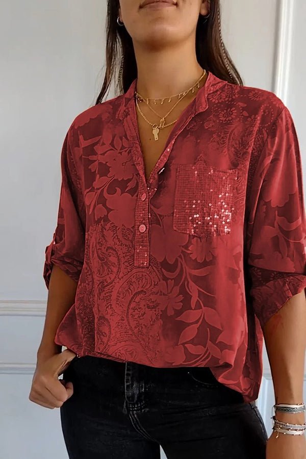 Women's Elegant Sequin Blouse - Effortless Sparkle for Day & Night