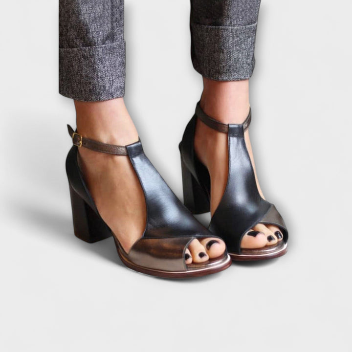 Women's T-Strap Open Toe Heeled Shoes - Chic Comfort Heel