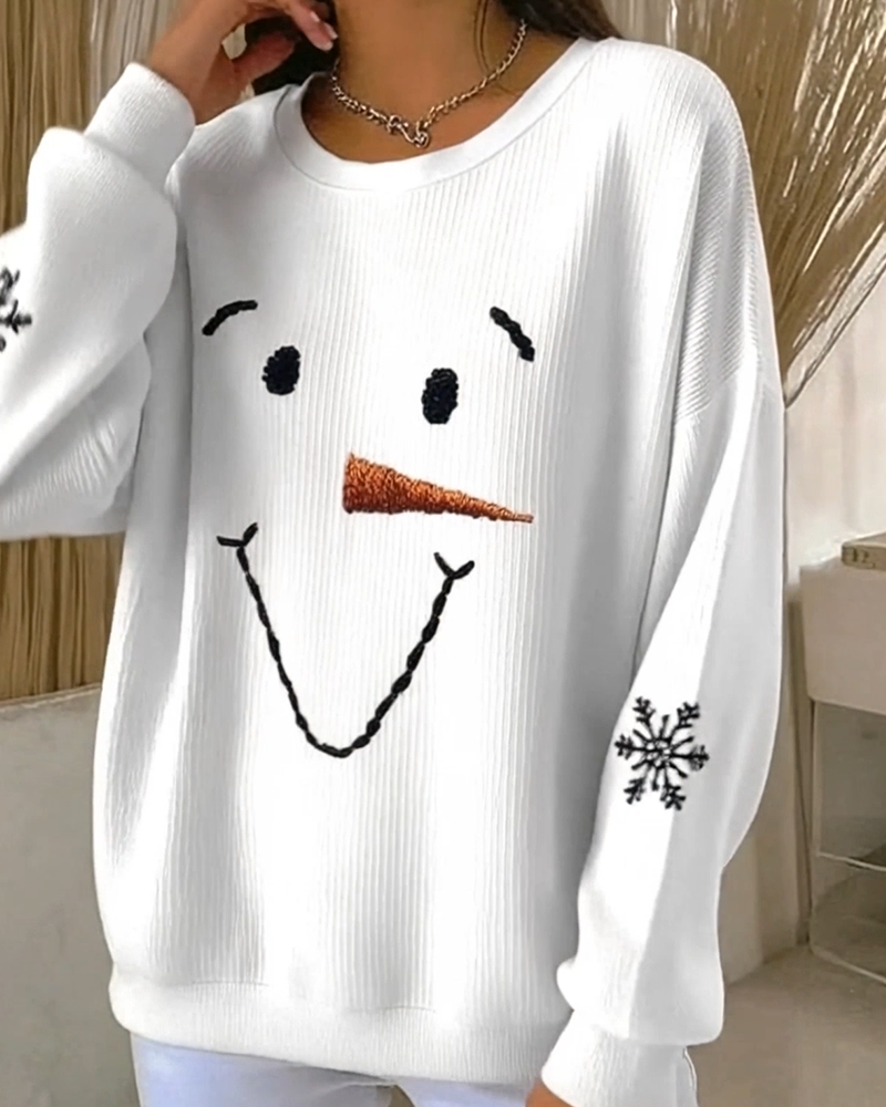 Women's Harper Snowman Face Sweatshirt - Festive Holiday Cheer