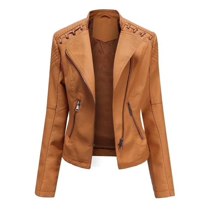 Women's Vegan Leather Moto Jacket - Edgy Everyday Style