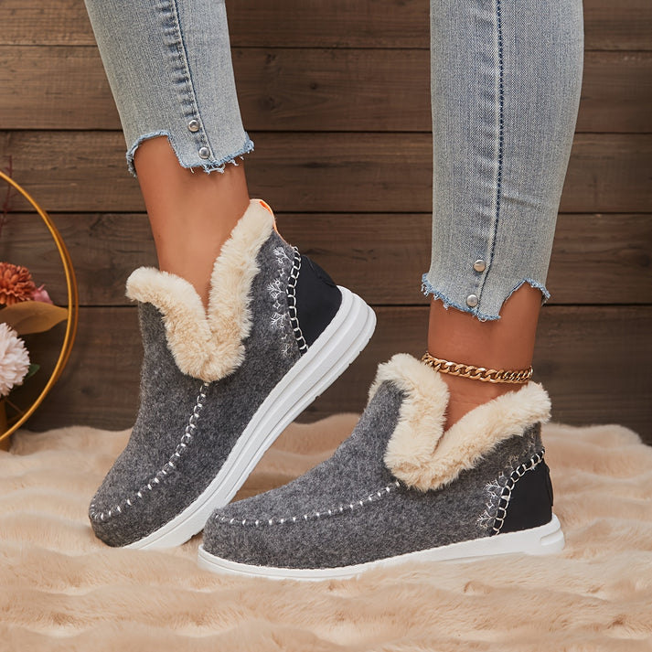Women's Leather Plush-Lined Boots - Cozy Comfort All Day