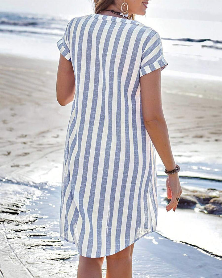 Women's Striped Shirt Dress - Breezy Everyday Elegance