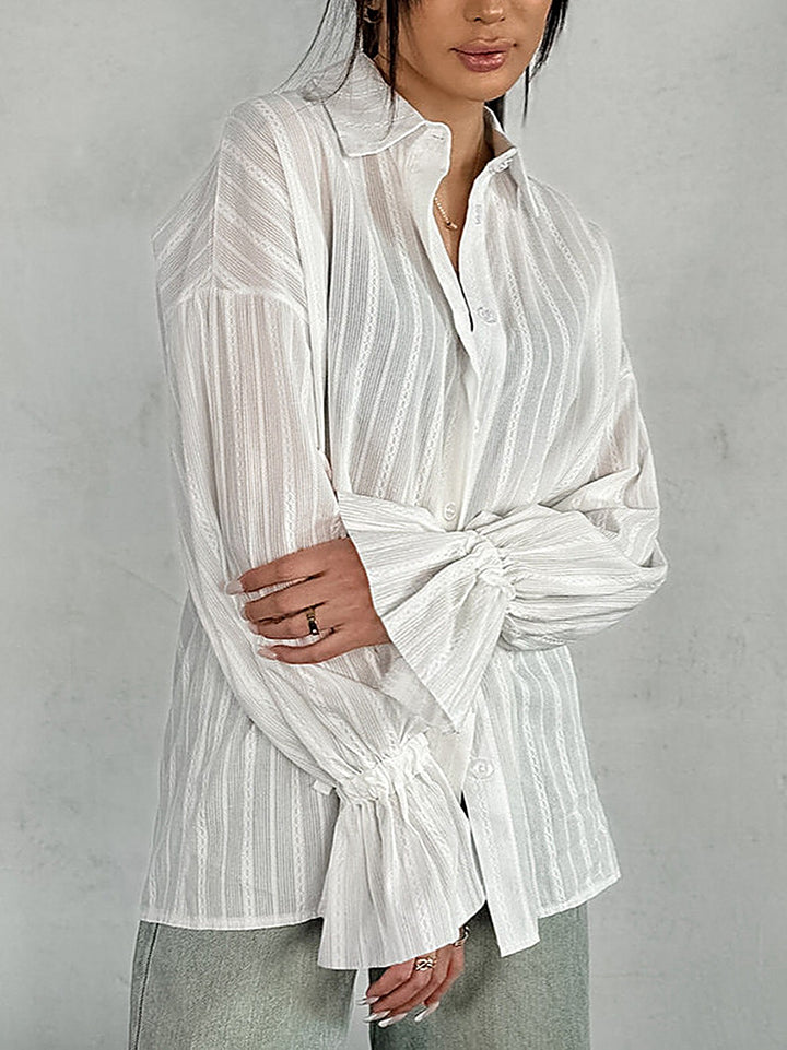 Embossed Jacquard Flared-Sleeve Shirt