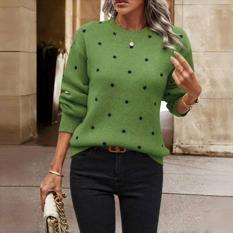 Women's Cozy Polka Knit Sweater – Playful & Everyday Comfort