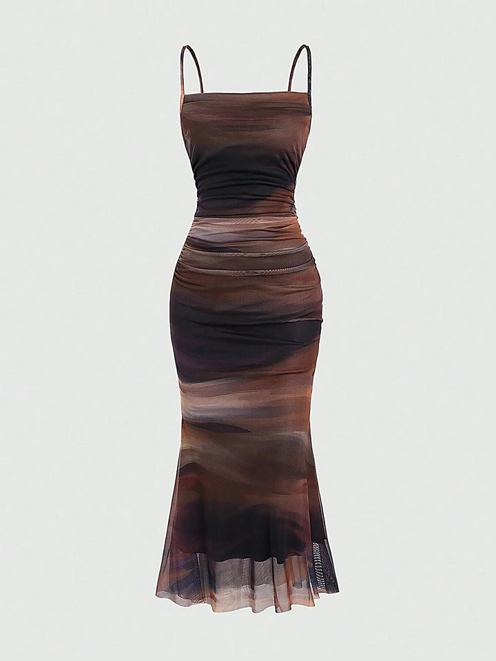 Mesh Slim Waist Petite Dress