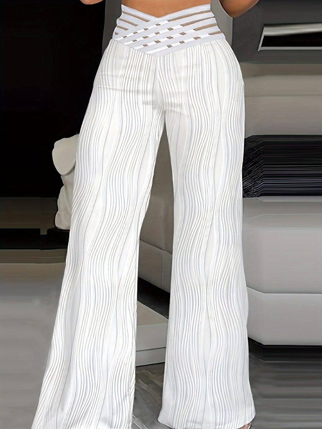Women's Emma High Waist Crisscross Trousers - Effortless Style