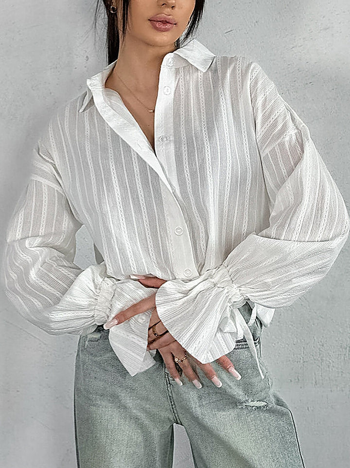 Embossed Jacquard Flared-Sleeve Shirt