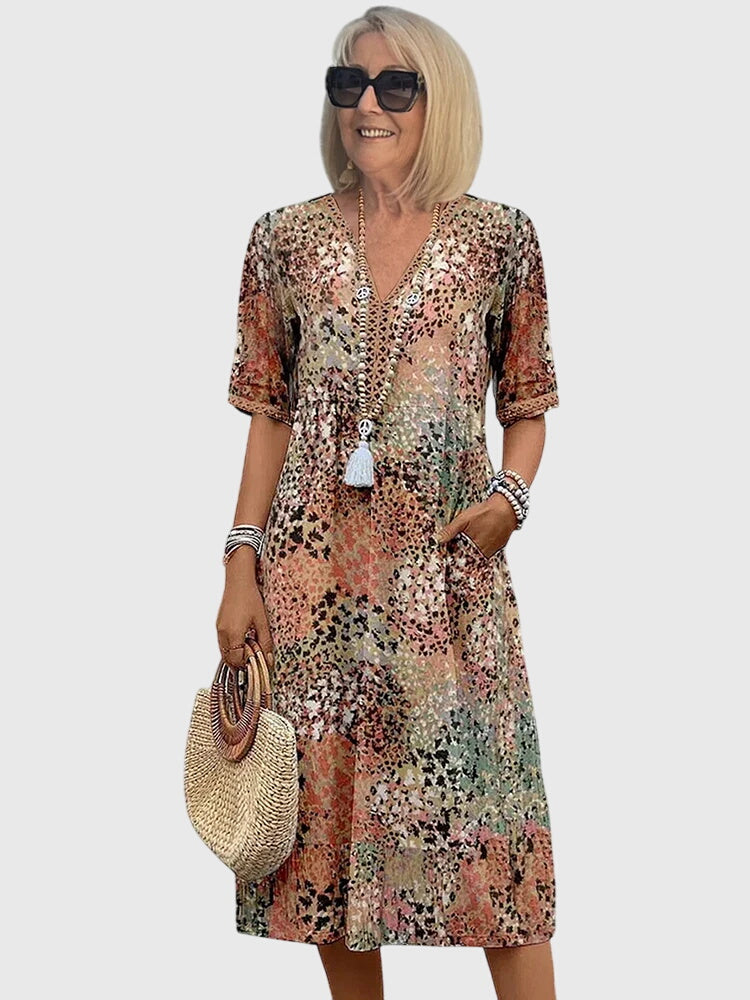 Women's Floral Midi Dress - Elegant & Versatile for Any Occasion
