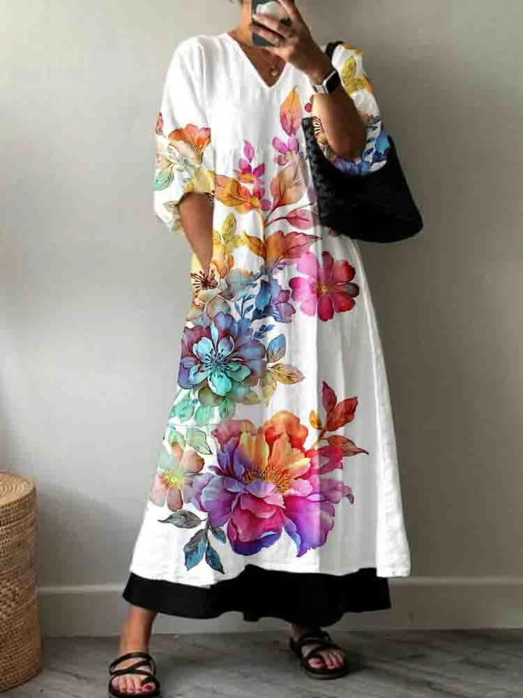 Women's Floral Printed Dress - Relaxed & Boho for Summer