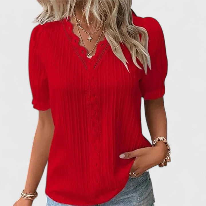 Women's Elegant V-Neck Blouse - Breezy Summer Staple