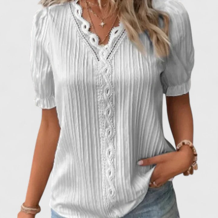 Women's Elegant V-Neck Blouse - Breezy Summer Staple