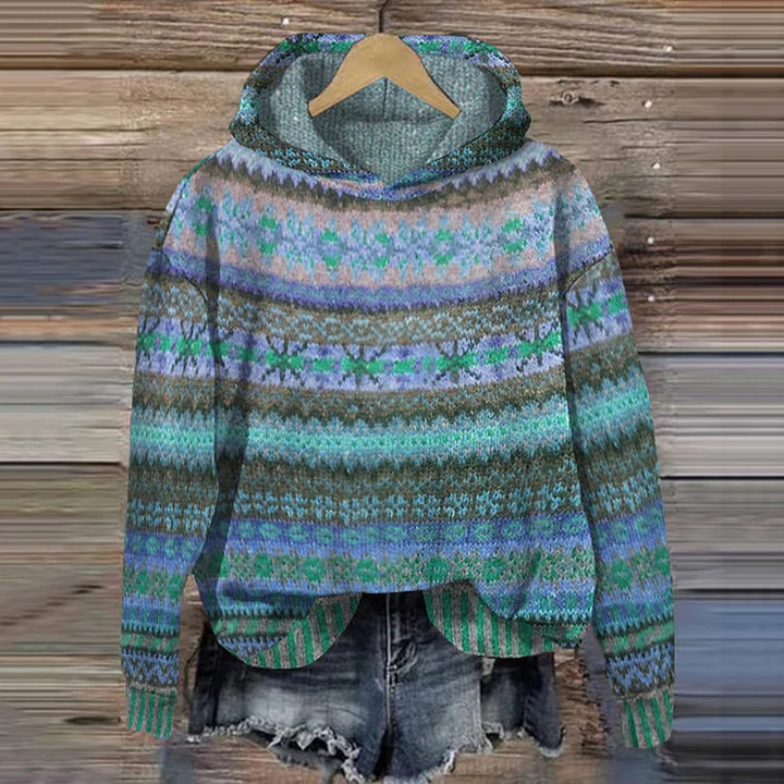 Women's Ethnic Print Retro Hoodie - Everyday Streetwear
